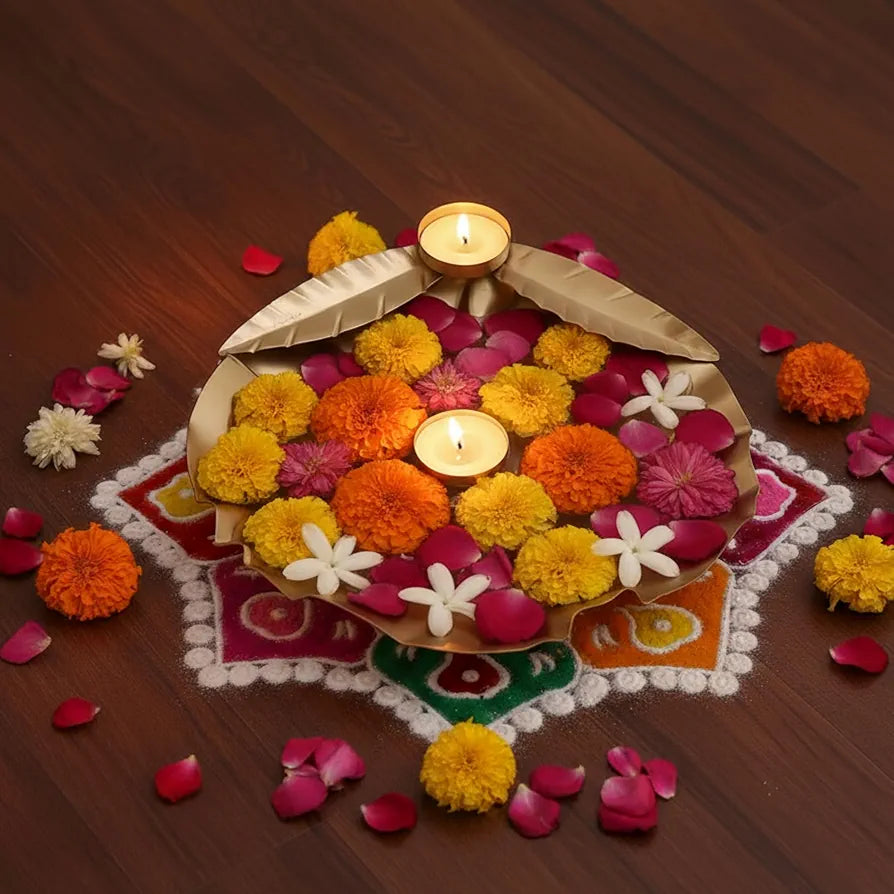 CraftVatika Diwali Decoration for Home, Urli Bowl Set for Decorations, Pooja Decoration Items, Room Home Decor, Decorative Tealight Diwali Bowl for Floating Flowers and Tea Light Candles, 