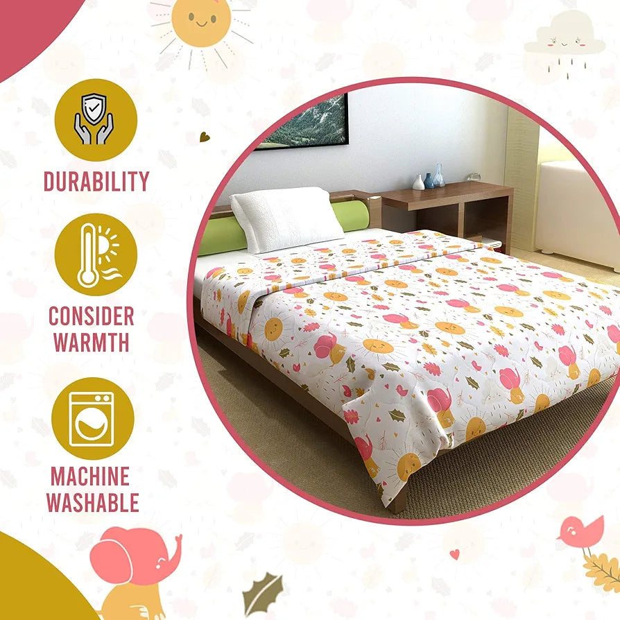 Divine Casa 120 GSM Cotton Single Bed Comforter | Soft & Lightweight Reversible All-Season Blanket | Cozy & Breathable Bedding for Adults | 230x 145 cm, Marlin White