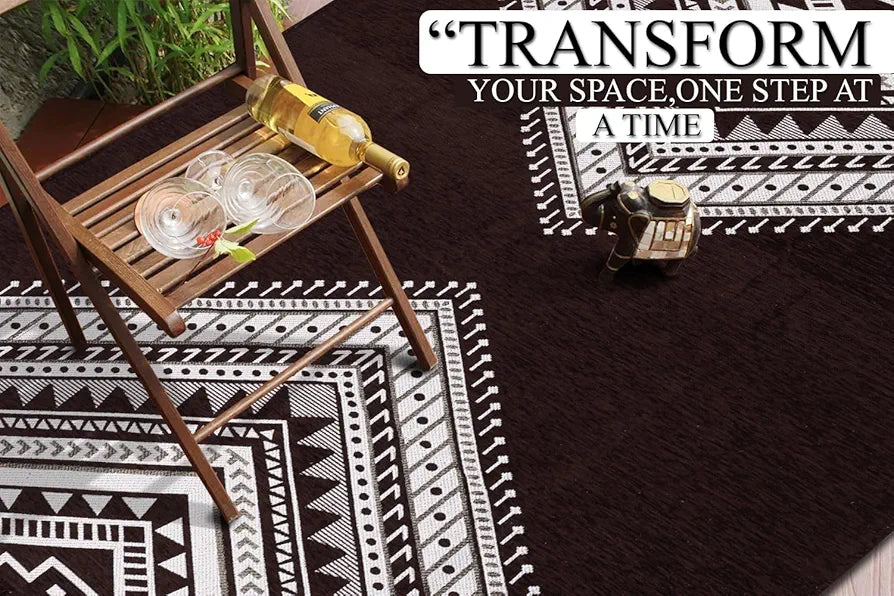 BSB HOME Designer Superfine Chenille Carpet | 500 GSM Velvet Carpet/Area Rug/Durries with Fine Gold Yarn for Living Room, Bedroom, Runner| 122 x 183 cm or 4x6 ft, Coffee or Brown