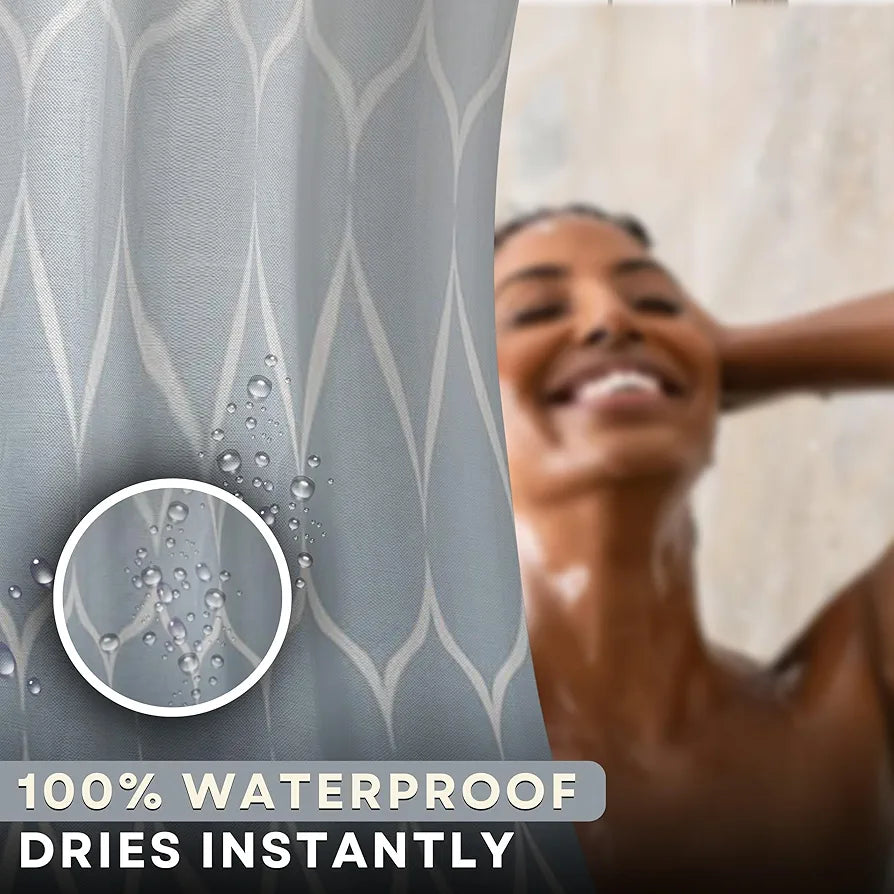 HOMETHREADS Embrace Luxury with Our 6-Feet Long Premium Polyester Shower Curtain with 12 Hooks for a Lavish Bathroom, Machine Washable 