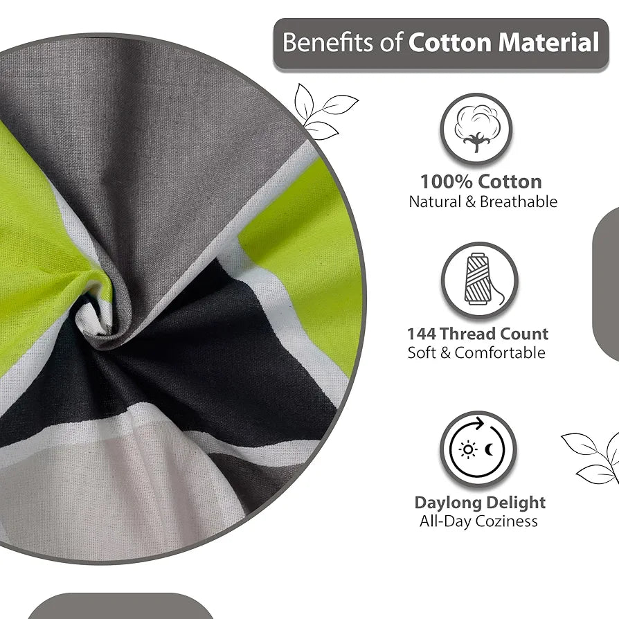 Divine Casa 100% Cotton Bedsheet for Single Bed, 144 TC Bedsheet Single Size Bed Cotton with 1 Pillow Cover 
