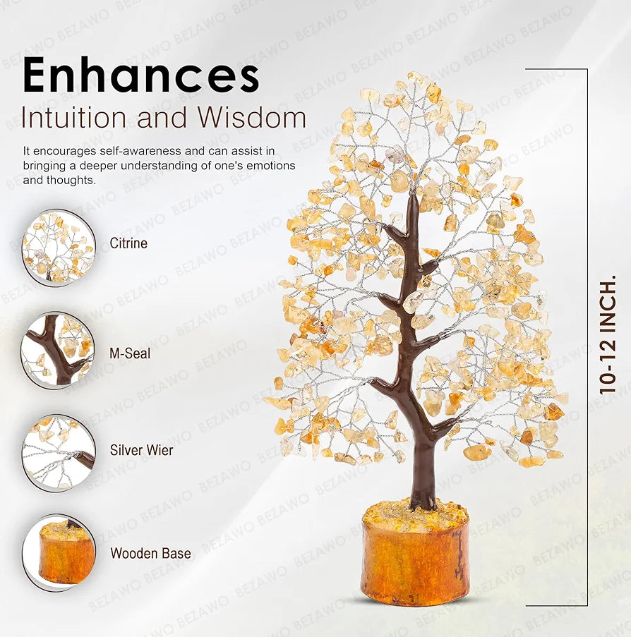 BEZAVO Citrine Crystal Tree | Feng Shui Money Tree for Prosperity & Vitality | Decorative Tree for Home & Office | Great Gift for Men & Women – Housewarming & Birthday 