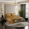 Stoa Paris Satin Bedsheets for Double Bed 300TC Premium Bedsheet with 2 Pillow Covers Colour Eternal Glow-Gold