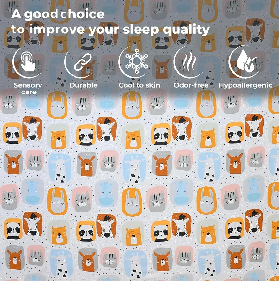 FRESH FROM LOOM Glace Cotton Wrinkle Free Soft Hypoallergenic Bed Sheet with 2 Pillow Cover,Cartoon Printed,Double Bed King Size Kids Bedsheet for Boys & Girls Room,144 TC