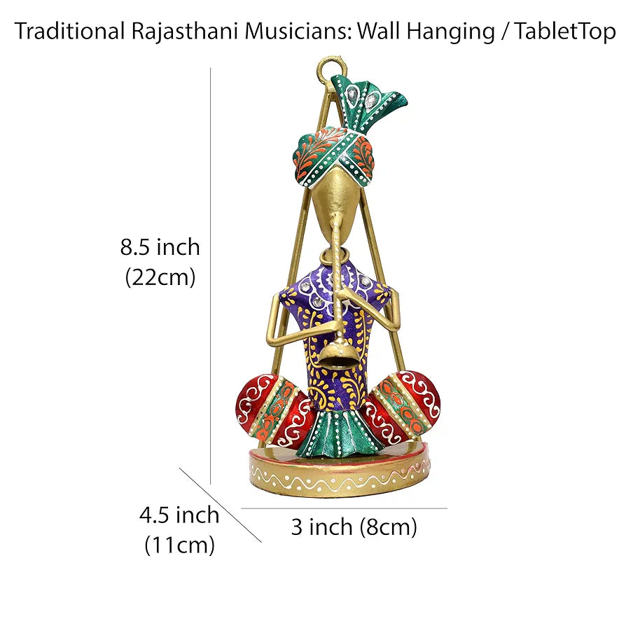 KRAFTSKALA Traditional Musicians  Tabletop/Wall Hanging Metal Wall Decor Statues for Living Room, Decorative Showpiece Items for Home, Festive Gifting, Housewarming Present