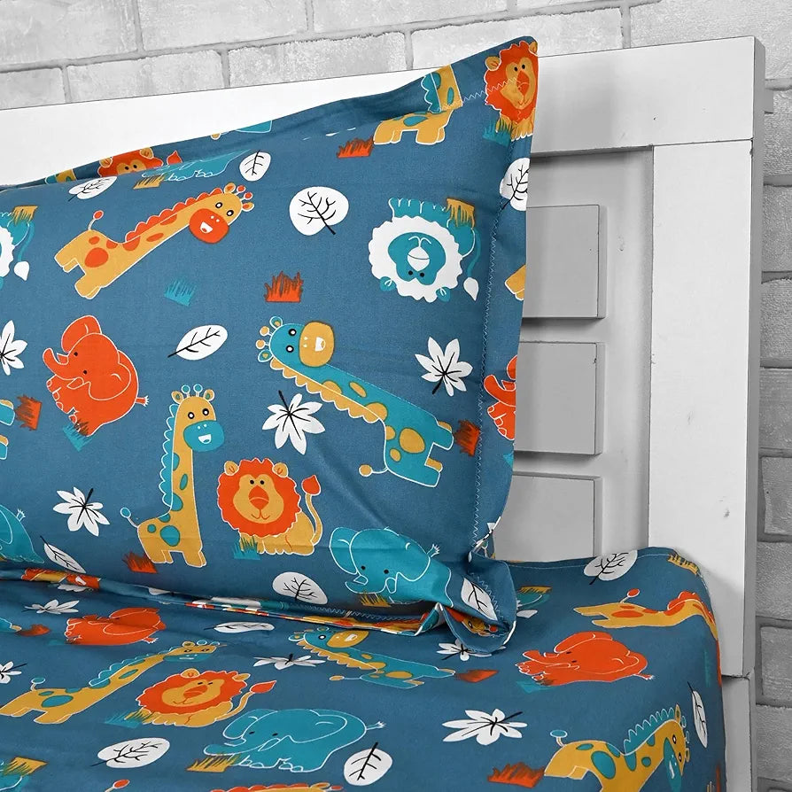 Divine Casa 144 TC 100% Cotton Single Bedsheet with 1 Pillow Cover | Skin-Friendly Fabric for Everyday Comfort | 223 X 145 CM | Abstract Pattern | Iris Deep