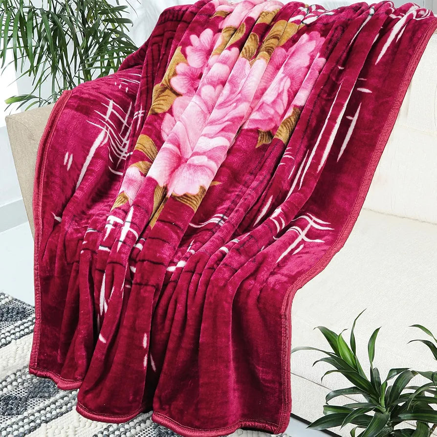 Premium Super Soft Cloudy Printed Mink Double Bed Blanket for All Season, Ultrasoft & Cozy Single Ply Blanket | |220 x 230 Cm 