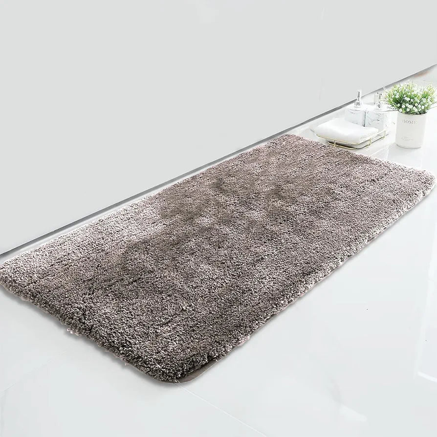 LUXE HOME INTERNATIONAL Microfiber Bath Mat Super Soft Non Slip Vegas Rectangular Mats For Bathroom,DoorPack of 1,Grey