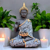 Neelaya Meditating Buddha Statue With Tealight Holder Polyresin Showpiece 28 Cm Black Grey