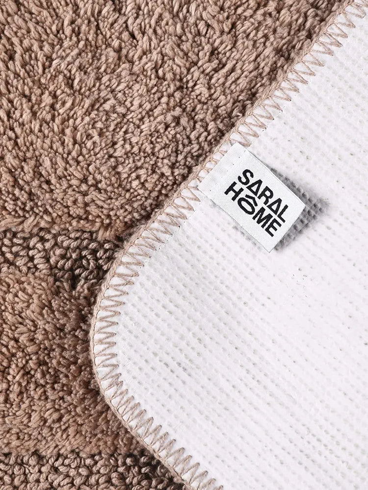 Saral Home Cotton Anti Slip Bathmat Set with Contour | Washable, Non-Slip & Quick-Drying Mats for Home/Kitchen/Office | Soft & Super Absorbent Mats for Shower 