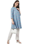 Janasya Women's Multicolor Cotton Botanical Print A-Line Tunic