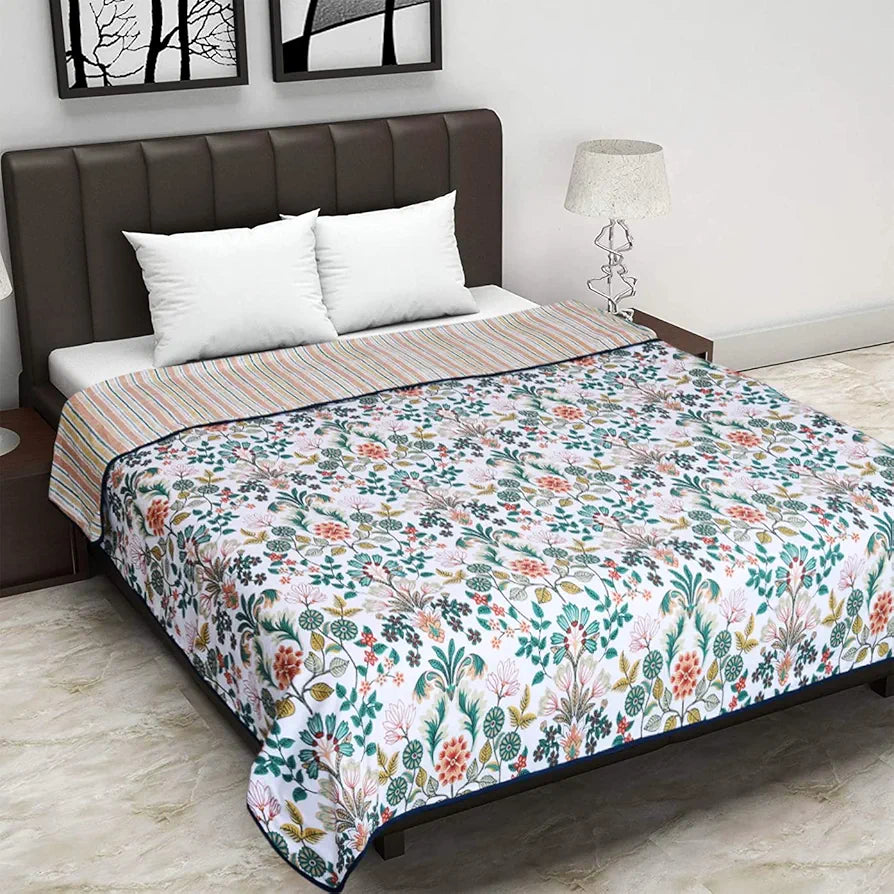 Cloth Fusion Reversible Dohar Double Bed, Soft Cotton Blend AC Blanket for Summer 
