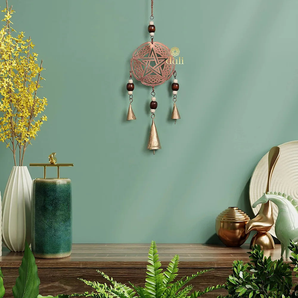 DULI Metal Windchime Wall Hanging, Feng Shui, Wall Art, Wall Decor, PositiveVibes, Rustic Wall Hangings, Wall Art, Diwali Decor, Home Decor Hanging Bells 