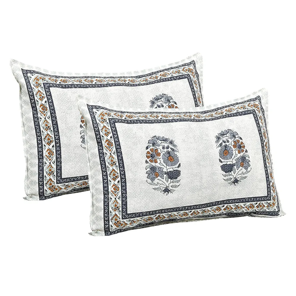 Kuber Industries Double Bedsheet with 2 Pillow Covers | 160 TC Premium Cotton Bedsheet for Double Bed | Bedsheet for Living Room-Home & Hotels | Dezier Flower Boota | 90x108 Inch | Blue