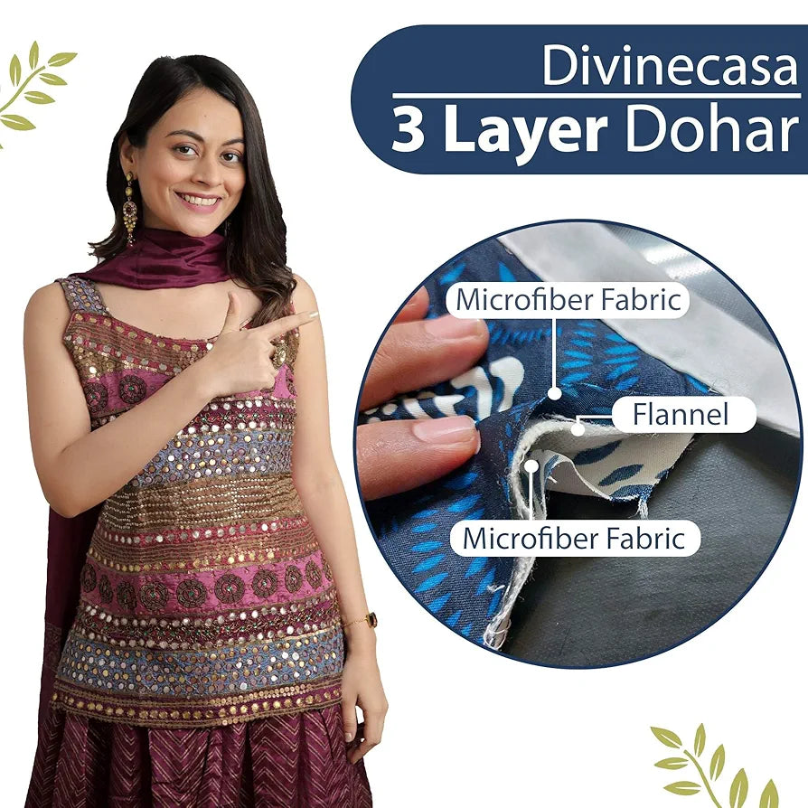 Divine Casa 120 GSM Microfiber Reversible Blanket | Soft Printed All-Season AC Blanket | Single Bed, 140 x 210 cm - Pastel Blue