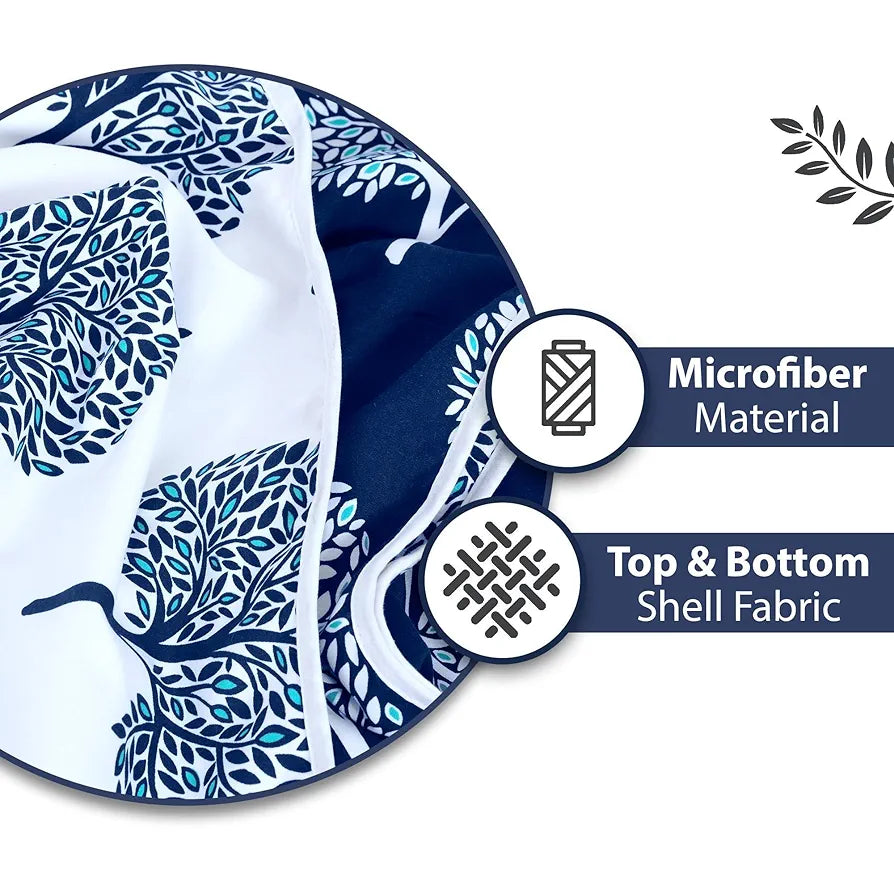 Divine Casa 120 GSM Microfiber Single Kids Dohar  | Soft & Lightweight Throw Blanket | Cozy & Breathable | All-Season Comfort | 140 x 100 CM | Tree Motif Pattern | Navy Blue & White