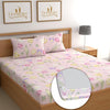 Dreamlet All Around Elastic Supersoft 210tc Premium Cotton Elastic Fitted Bedsheets With 2 King Size Pillow Covers | Pink and Lavender