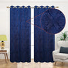 Loomlyfe Damas Heavy Soft Thick Premium Designer Room Darkening Blackout Window Curtain | 2 Pieces | 5 Feet | Navy Blue