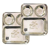 KC Stainless Steel Laser Partition Plate 3 in1 | Bhojan Thali | Dinner Plate Set of 2