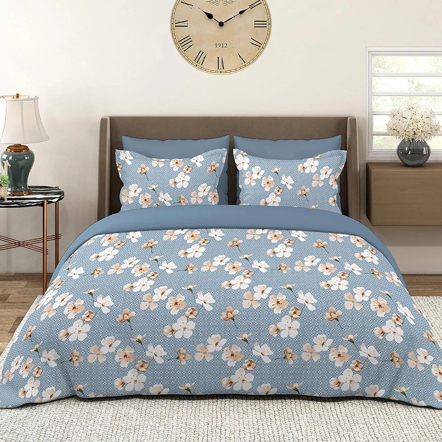 Layers Home Easy 100% Cotton Bedsheet Set for All Seasons - Lightweight, Moisture Absorbent, Machine Washable & Easy to Care - Gift for Housewarming & More - 144 TC - King Size 