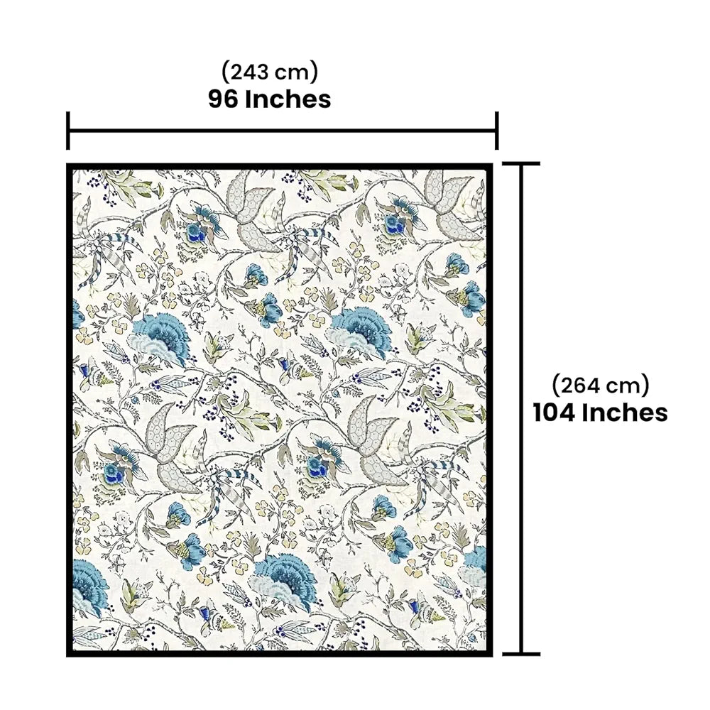 SAJAVAT HOME 100% Pure Cotton King Size 500 TC Floral Bedsheet Set with 2 Pillow Covers|Soft, Breathable & Skin-Friendly|Sky Blue & Anokhi Print|Luxury Bedding, 96x104 Inches 