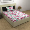 Divine Casa 144 TC 100% Cotton Single Bedsheet with 1 Pillow Cover Floral Pattern Colour Dusty Pink