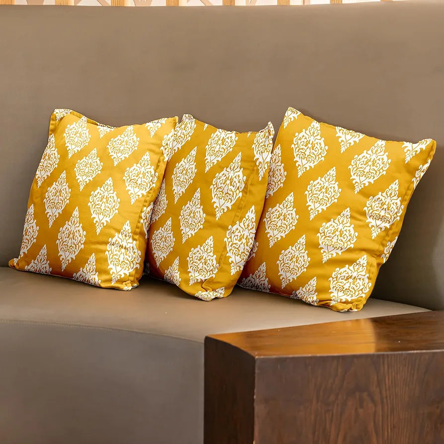 Urban Space Decorative Cotton Cushion Cover Set of 3, 16 inch x 16 inch Cushion Covers for Sofa, Bedroom, Living Room 