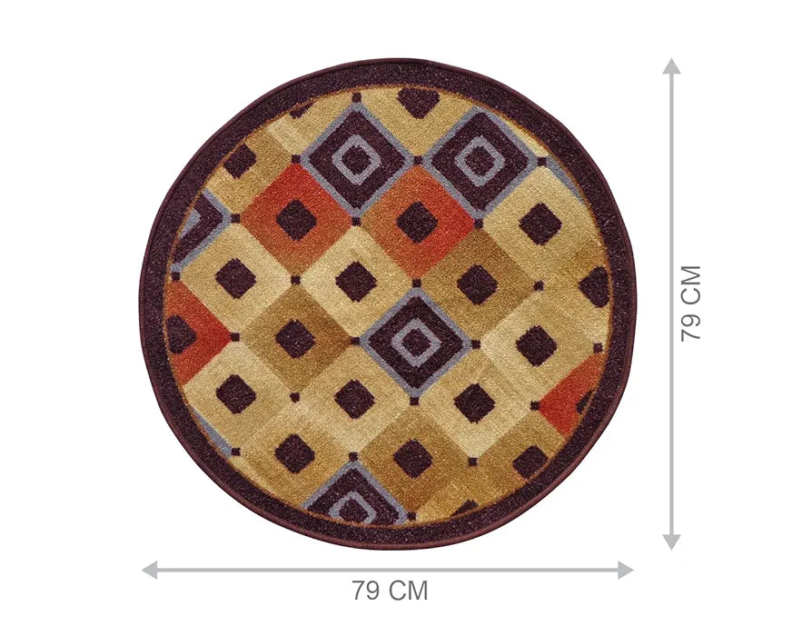 Status Contract Nylon Floor Round Carpet Mats for Living Room, Dining Room, Bathroom, Hall, Restaurant with Anti Skid Backing 