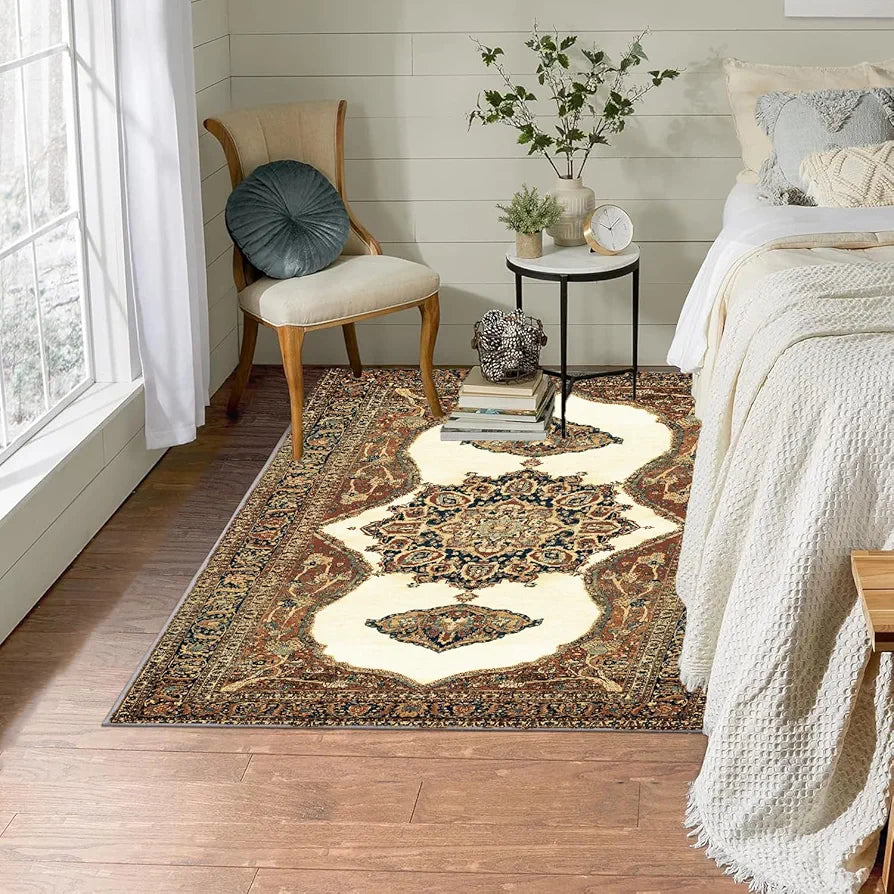 ishro home Premium Carpet for Hall, Bedroom, Living Room | Medallion Collectible Carpets | Anti Skid | Machine-Washable | Non-Shedding | Non- Fading | 