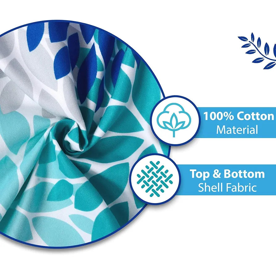 Divine Casa Floret 100% Cotton Double Dohar | 120 GSM | Soft & Lightweight Throw Blanket | Reversible Design | Cozy & Breathable Bedding | All-Season Comfort | 220 x 205 CM, Blue Aqua