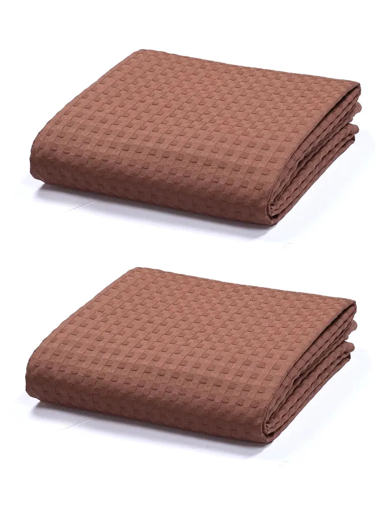 Saral Home Brown 100% Cotton Unique Waffle Design Throw/Sofacover 