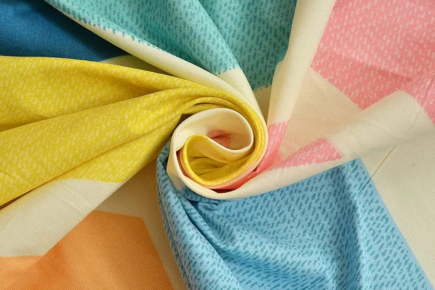 THE HOME STYLE Cotton Feel Glace Cotton Printed King Size Double Bed Bedsheet with 2 Pillow Cover_90x100 Inches 