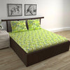 Divine Casa 144 TC 100% Cotton Double Bedsheet with 2 Pillow Covers Floral Pattern Colour Lime Breeze