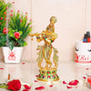 KridayKraft Lord Krishna Metal Statue Krishna idol Murti Playing Flute for Temple Pooja idol