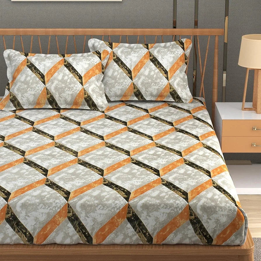 Homefab India 180 TC Microfiber Double BedSheet with 2 Pillow Covers -  -Beige-Brown