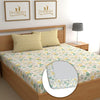 Dreamlet All Around Elastic Supersoft 210tc Premium Cotton Elastic Fitted Bedsheets With 2 King Size Pillow Covers | Yellow