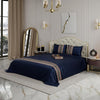 Stoa Paris Bedsheets for Double Size Bed Satin Bedsheet with 2 Pillow Covers Colour Regal Renaissance-Navy