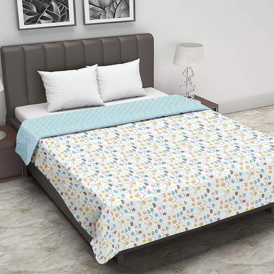 Trance Home Linen 150 GSM Pure Cotton Reversible Dohar Double Bed Size | Ac Blanket Comforter | Soft Light-Weight Bed Blanket 