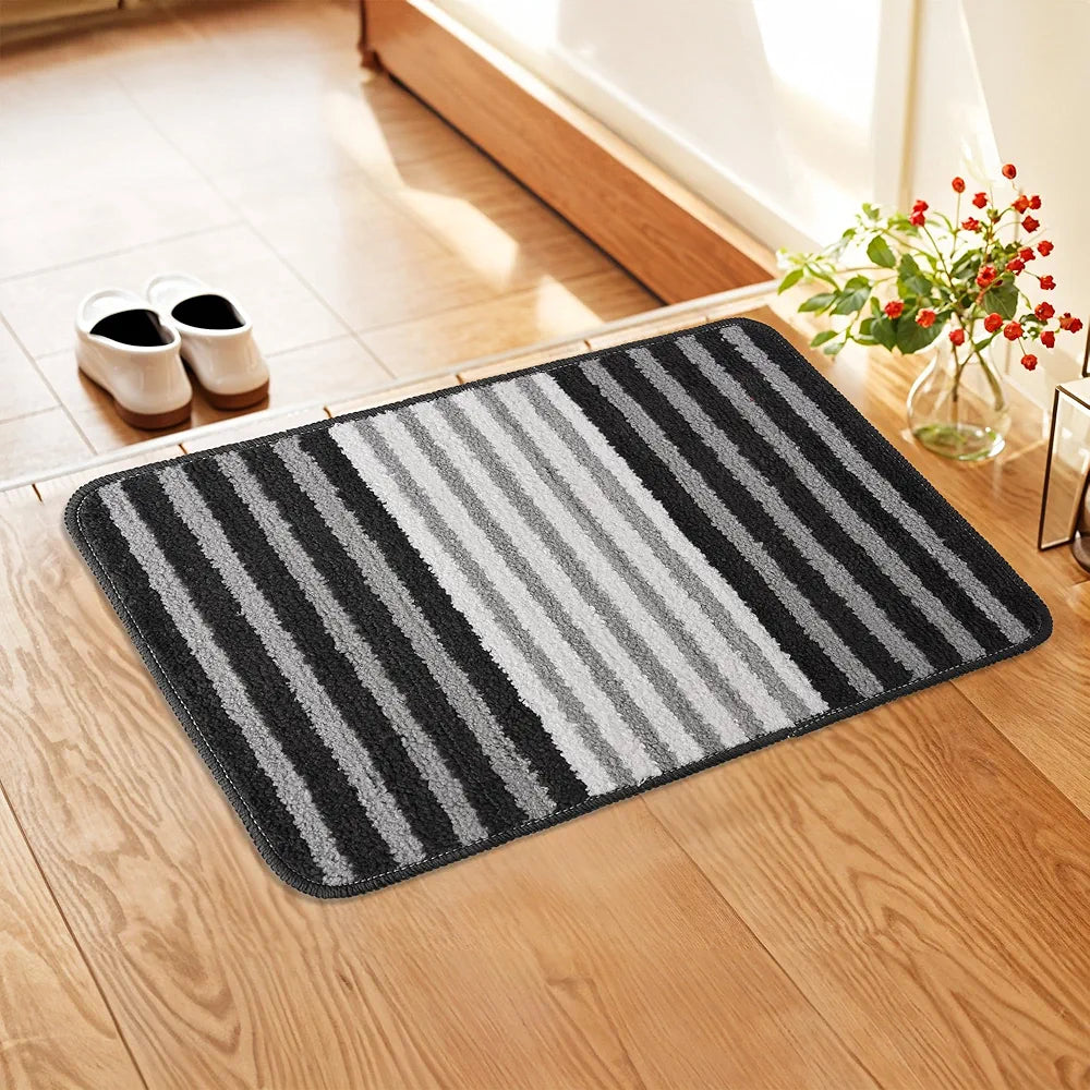 Kuber Industries 16x24 Inch Anti-Skid Water-Absorbent Door Mats for Home | Durable Main Entrance Footmat for Bathroom, Living Room & Office | Pearl Lining -Grey