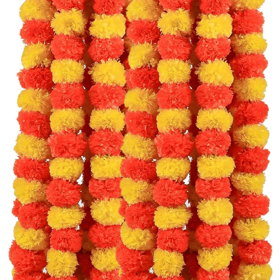 DRYPHON Artificial Flowers for Decoration, Marigold Garlands Decoration Home Decor Items, Diwali Decoration Items for Home Decor, Pooja Room Decorations, Ganpati Decoration 