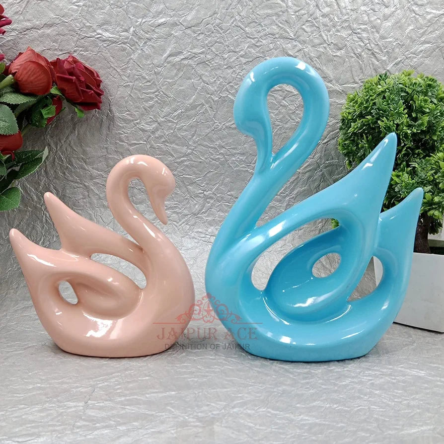 JAIPUR ACE Paradise Swan Couple Statue Showpieces Creative Abstract Design Art Figurine for Home Living Room Decorative 
