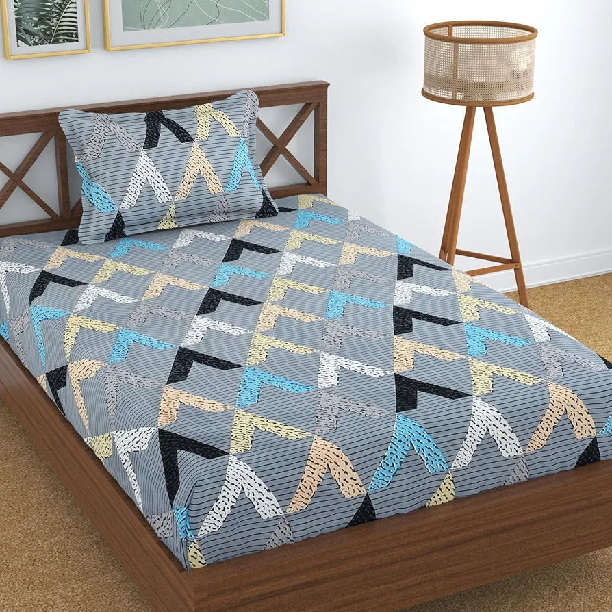 Homefab India 180 TC Microfiber Single BedSheet with 1 Pillow Cover - Grey