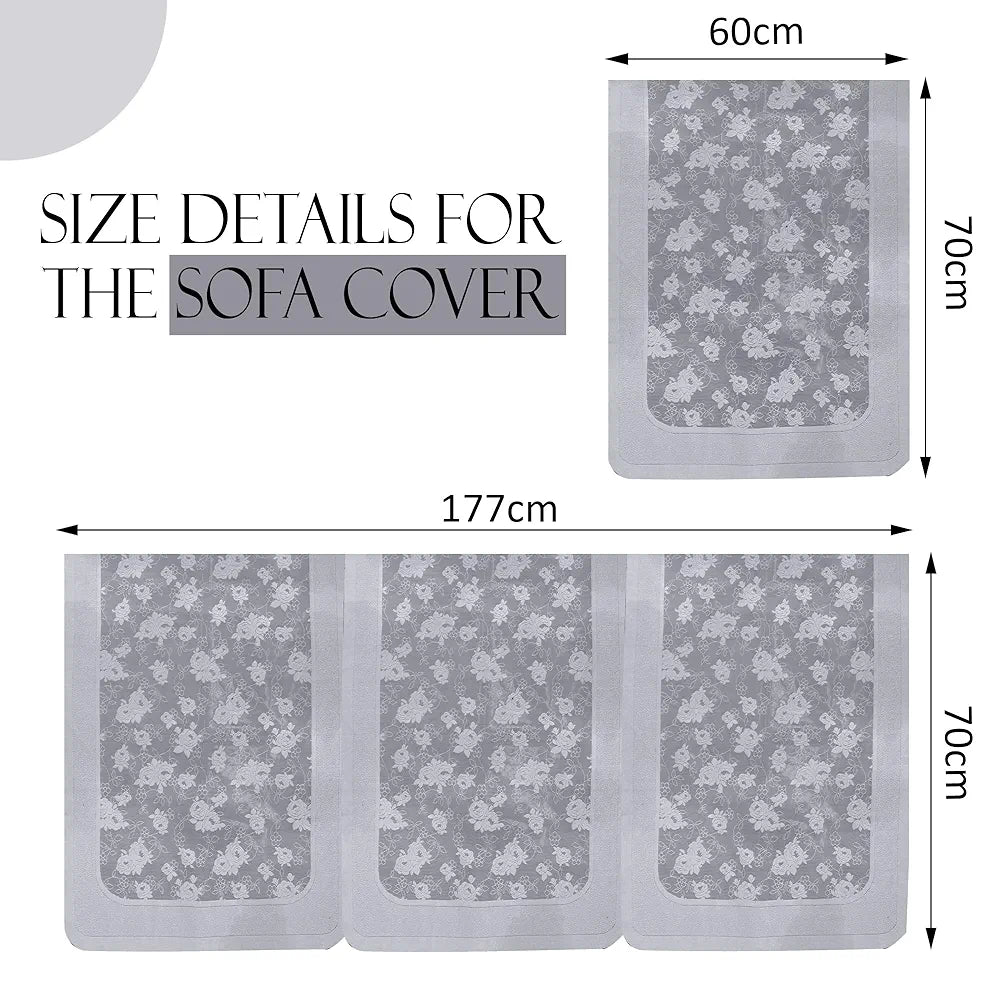 Kuber Industries Set of 10 Net Anti-Skid Sofa Cover 5-Seater | Comfortable Slipcover Sofa Cloth & Furniture Protector for Home Decor | Self Net Hawaii - Grey