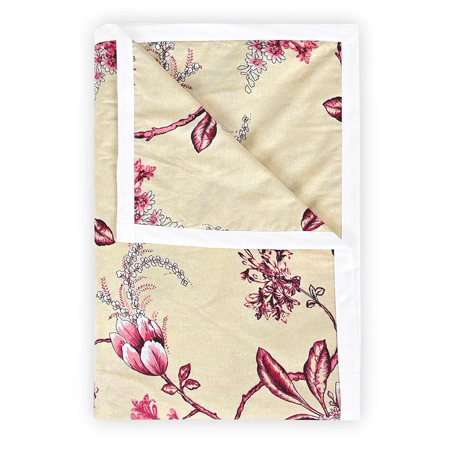 Divine Casa Floret 100% Cotton Double Dohar | 120 GSM | Soft & Lightweight Throw Blanket | Reversible Design | Cozy & Breathable Bedding | All-Season Comfort | 220 x 205 CM, Summer Fern