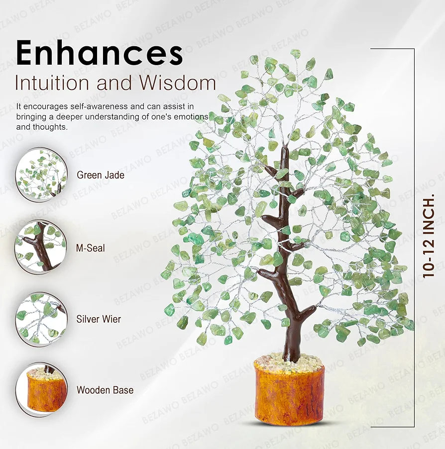 BEZAVO Green Jade Crystal Tree – Artificial Tree for Home & Office Decor | Good Luck Tree for Living Room, Hall & Office | Ideal Gift for Men & Women – Wedding, Birthday & Anniversary 