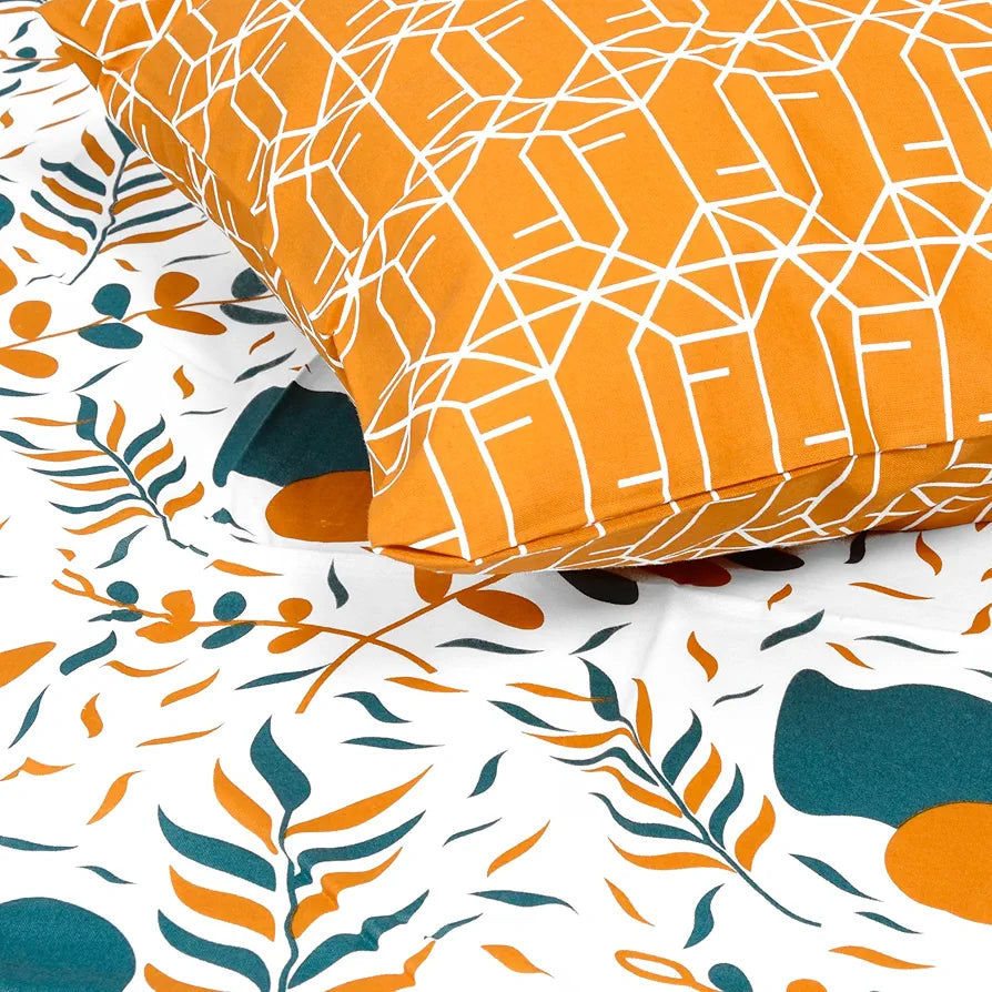 Divine Casa 144 TC Cotton Bedsheet for Single Bed with 1 Pillow Cover 