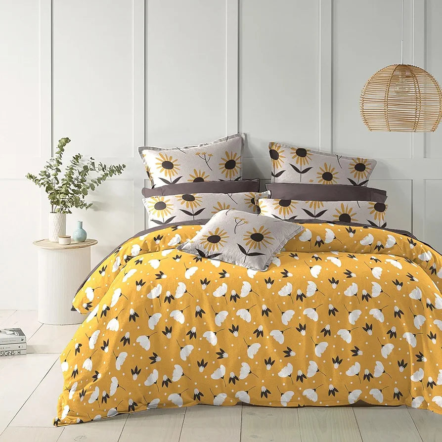 THE HOME STYLE Cotton Elastic Fitted All Around Printed Queen Size Double Bed Bedsheet wih 2 Pillow Cover 