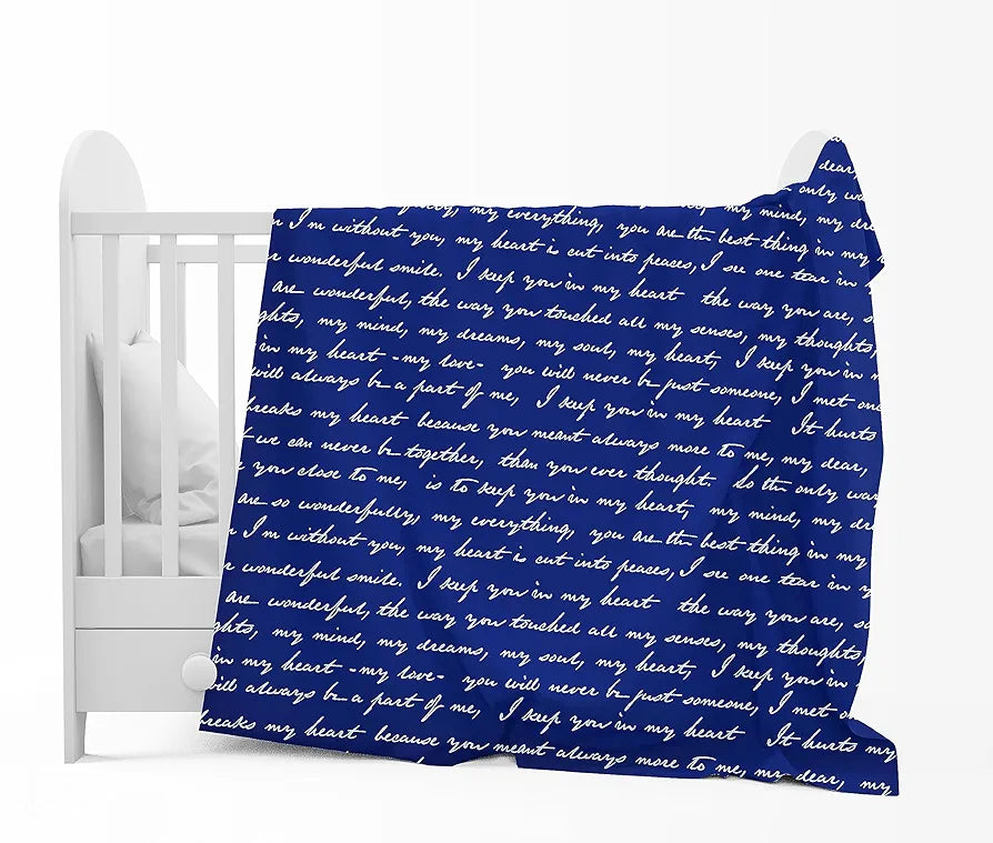 Divine Casa 120 GSM Microfiber Single Kids Dohar  | Soft & Lightweight Throw Blanket | Cozy & Breathable | All-Season Comfort | 140 x 100 CM | Typography Pattern | Blue Depth