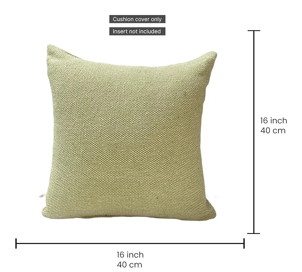 SAJAVAT HOME Cotton Cushion Cover 16X16 Inches  – Soft Decorative Cushion Cover for Sofa, Bed, or Chair – Beige & Olive, Pack of 1