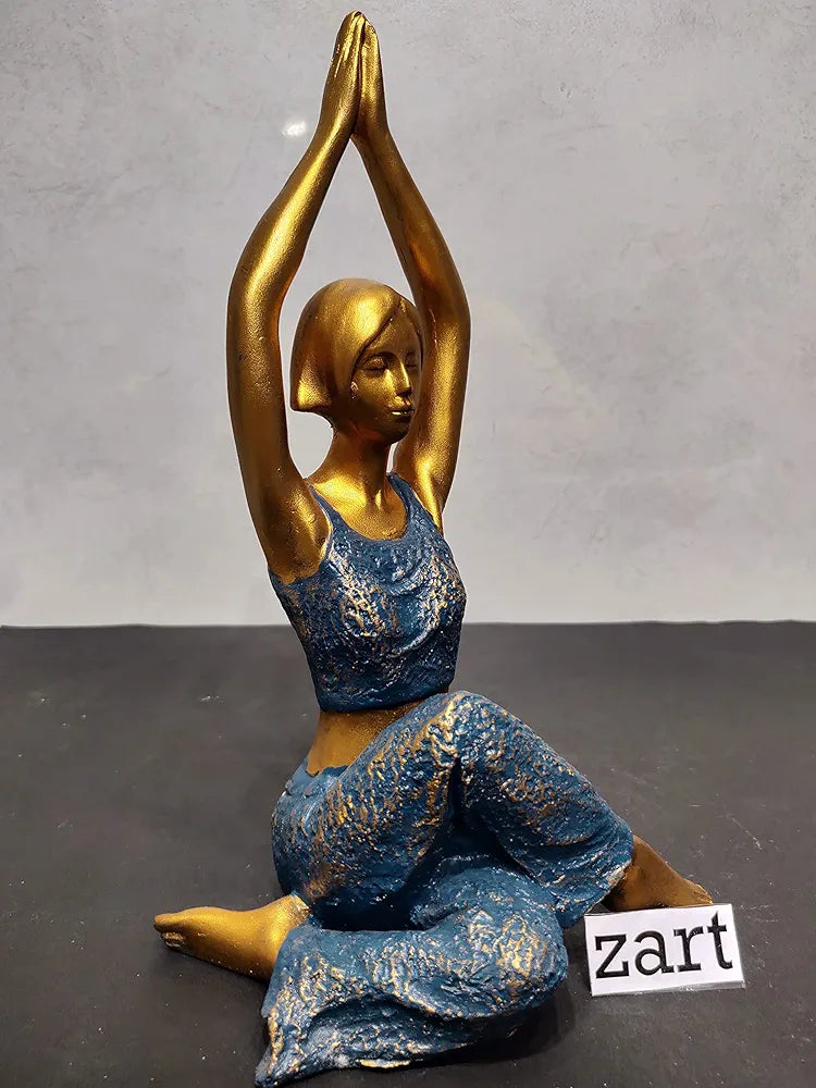 zart Resin Lady Yoga Poses Showpiece for Home Decor Showpiece, Lady Yoga Posture for Home Shelves Decorative Item 